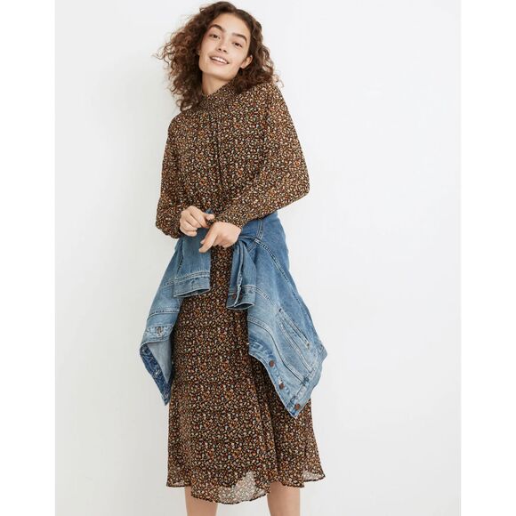 NWOT Madewell (Re)sourced Georgette Smocked-Neck Midi Dress in Folktale Paisley - Picture 1 of 9